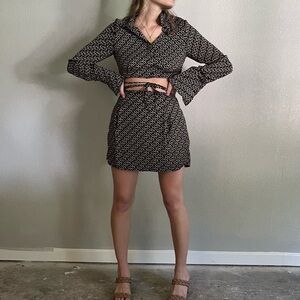 Chic Black and White Patterned Women's Set